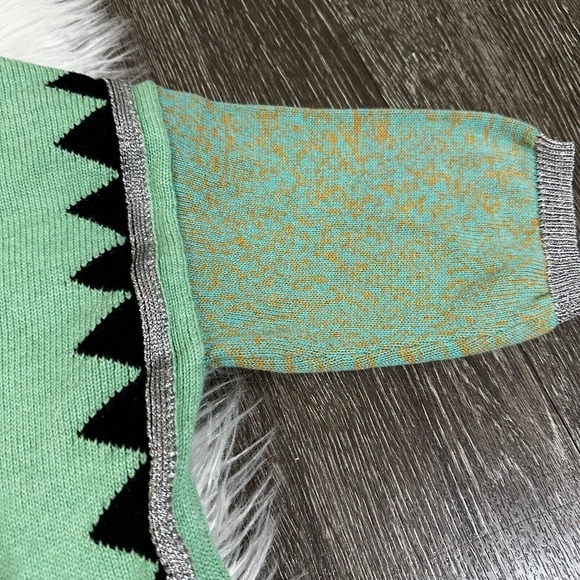 Paul & Joe Womens Shimmer Pullover Sweater Green 3/4 Sleeve Boxy Size Medium - Picture 5 of 6